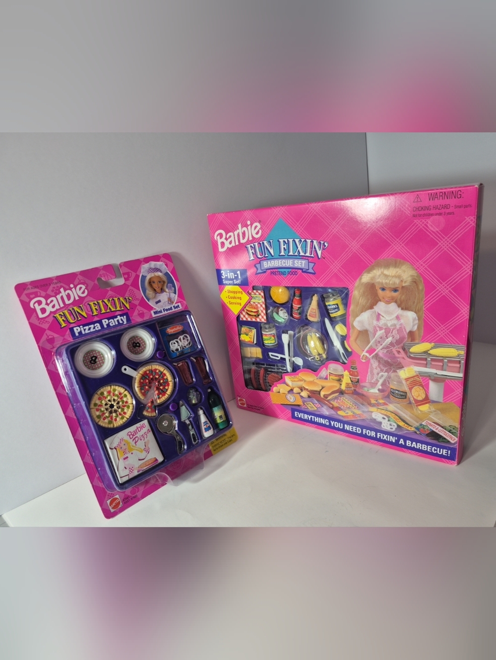 Barbie Fun Fixin' Pretend Food Barbecue Set & Pizza Party Vintage Mattel
